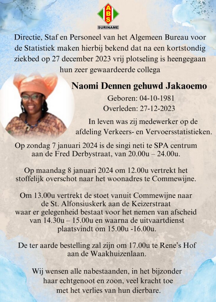 Overlijdensbericht Naomi Dennen gehuwd Jakaoemo